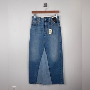 NWT Levi's Women Iconic Long Denim Maxi Skirt Size 26